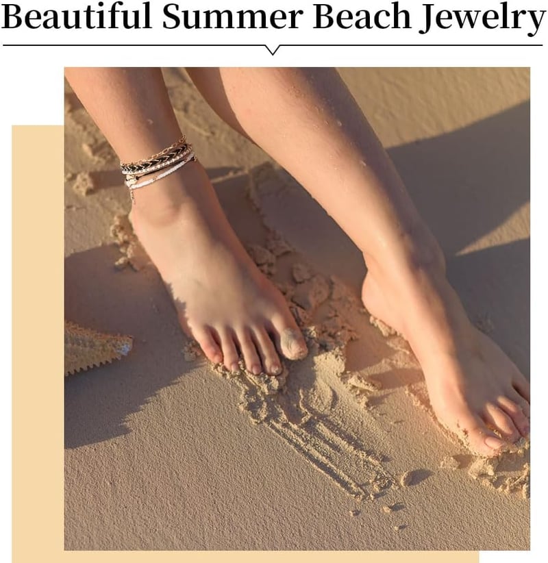 Aucuu Többrétegű Női Bokalánc - Állítható Lábékszer Nyárra és Strandra - Divatos Láb Kiegészítő Hölgyeknek és Lányoknak
