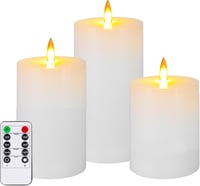 Auemaniliy LED gyertya távirányítóval, időzítővel, 3 darab fehér, elemmel működő dekorációs lámpa 1