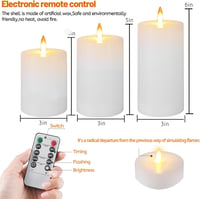 Auemaniliy LED gyertya távirányítóval, időzítővel, 3 darab fehér, elemmel működő dekorációs lámpa 2