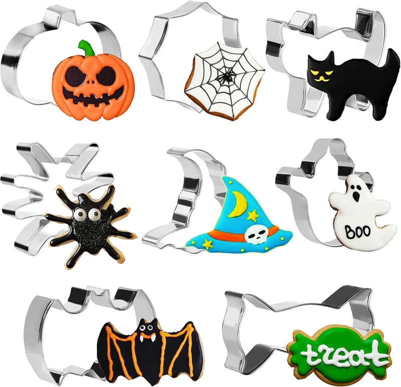 AUERVO Halloween Keksz Vágó 8 Részes Rozsdamentes Acél Sütikiszúró Készlet
