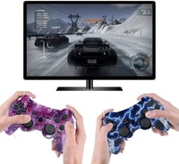 AUFGLO PS3 Wireless Gamepad Mozgásvezérlős Joystick Kék Villám Piros Csillagos 5
