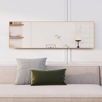 AUFHELLEN Álló Tükör 140x40 cm - Arany Fém Kerettel, HD Minőségű Teljes Alakos Tükörlap, Akasztóval, Nappali és Öltözőszoba Berendezéséhez 8
