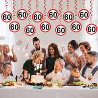 Augesak 60. születésnapi dekoráció szett, 12 db forgalmi tábla spirál füzér 6