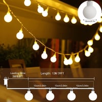 Augone 120 LED svjetlosni niz s kuglicama 15 m, topla bijela, vanjski i unutarnji božićni ukras, vjenčanje, zabava, vrt, s utikačem 6