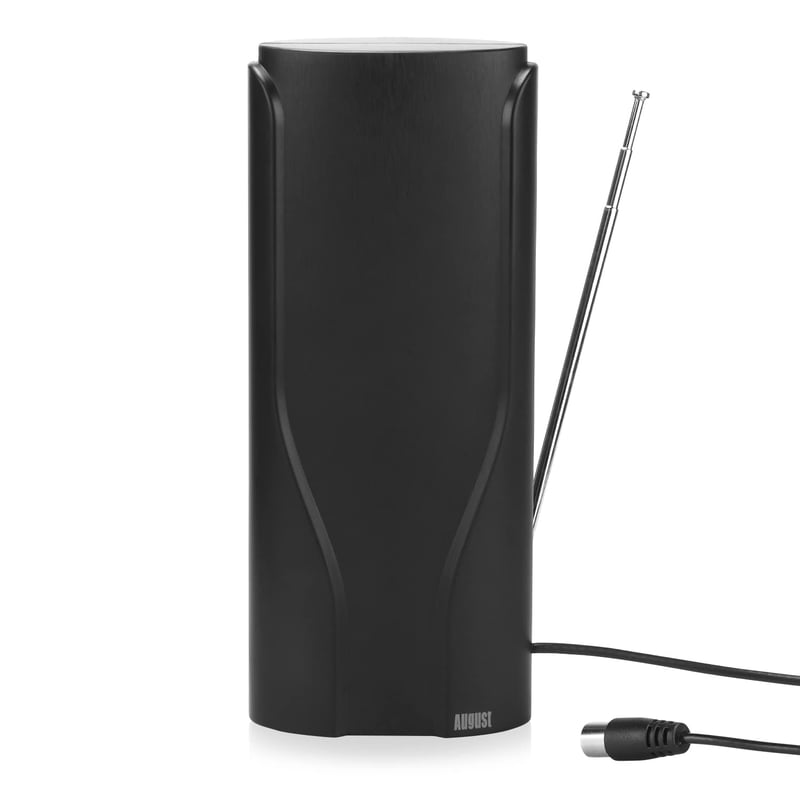 Antenă TV de interior August DTA600 DVB-T/DVB-T2 cu amplificator de semnal, câștig mare, cablu coaxial de 5 m
