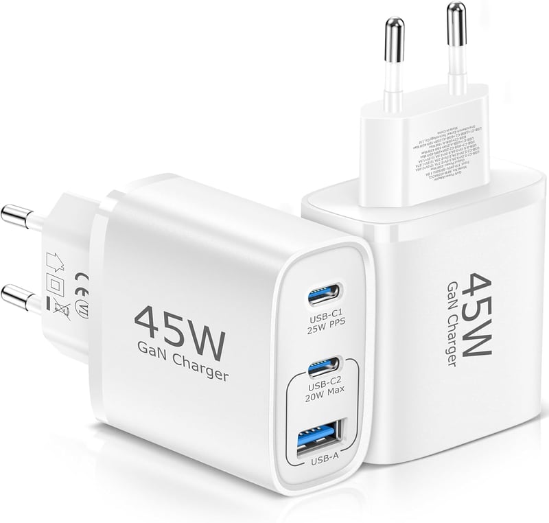 Aukire 45W GAN USB-C Gyors Töltő 2db iPhone Samsung iPad Telefonhoz