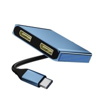 AUKOKIOULA USB-C adaptér na dva DisplayPorty 4K@60Hz, 100W PD, USB 3.0 – modrý 1