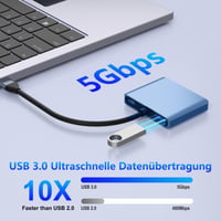 AUKOKIOULA USB-C adaptér na dva DisplayPorty 4K@60Hz, 100W PD, USB 3.0 – modrý 2