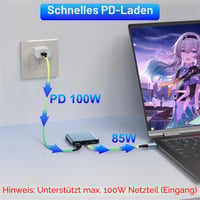 AUKOKIOULA USB-C adaptér na dva DisplayPorty 4K@60Hz, 100W PD, USB 3.0 – modrý 4