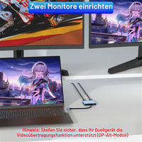 AUKOKIOULA USB-C adaptér na dva DisplayPorty 4K@60Hz, 100W PD, USB 3.0 – modrý 3