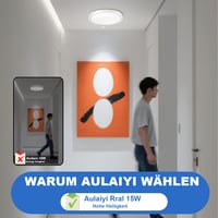 Aulaiyi LED stropna svjetiljka sa senzorom pokreta i radarskim senzorom, ultra tanka, 4000K neutralno bijela, 23 cm, za hodnik, stubište, kuhinju 2