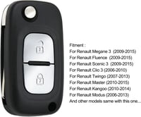 AULESSE 2 gombos autókulcs Renault Clio III Kangoo Master Modus Twingo 2006-2016 3