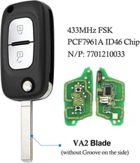 AULESSE 2 gombos autókulcs Renault Clio III Kangoo Master Modus Twingo 2006-2016 2