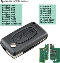 AULESSE 2 gombos Peugeot autókulcs 433 MHz PCF7961 chippes távirányító 207 307 308 408 Citroën C2 C3 C4 5