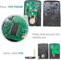 AULESSE 4 Gombos Távirányító Kulcs 433MHz PCF7953M/4A Chip - Renault Clio IV (2009-2015) és Captur (2013-2017) Autókhoz - Programozható Kárt 5