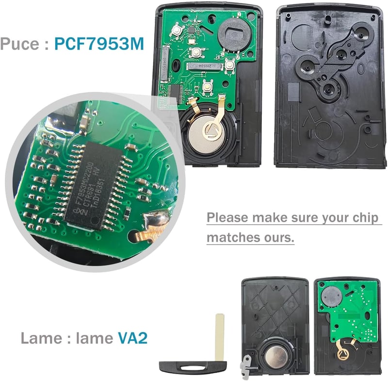 AULESSE 4 Gombos Távirányító Kulcs 433MHz PCF7953M/4A Chip - Renault Clio IV (2009-2015) és Captur (2013-2017) Autókhoz - Programozható Kárt