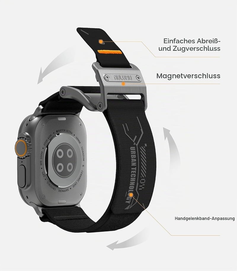 Aulumu A11 mágneses nylon szíj Apple Watch Ultra2/Ultra 49mm, Series 9/8/7/6/5/4/3/2/1 45/44/42mm