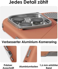 Aulumu A16 iPhone 16 Pro Max ütésálló tok alumínium kamera kerettel sárga-barna 6