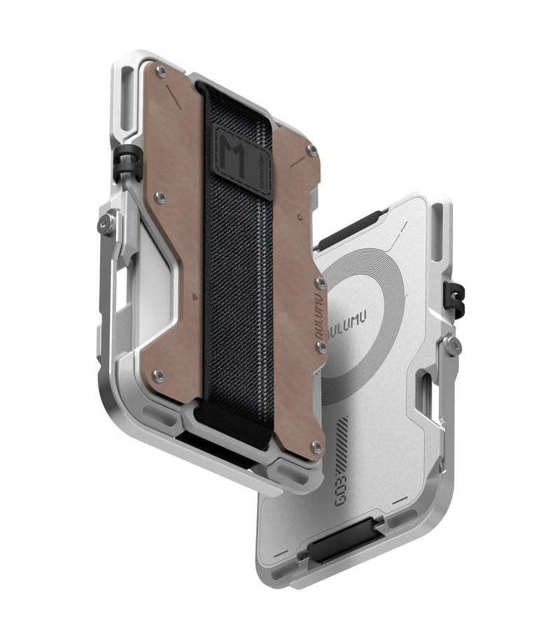 Port card magnetic Aulumu G03 MagSafe din piele cu protecție RFID, suport și desfăcător de sticle