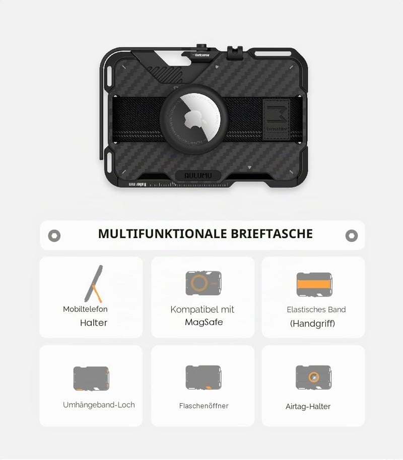 Aulumu G03 MagSafe Karbon Pénztárca iPhone 12-17 RFID Védelemmel