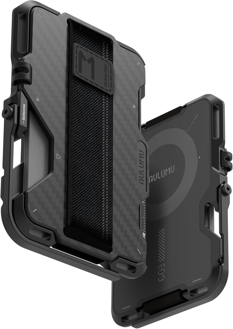 Aulumu G03 MagSafe Karbon Pénztárca iPhone 12-17 RFID Védelemmel