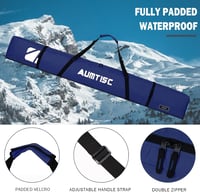 AUMTISC Sízsák Snowboard Táska Párnázott Sífelszerelés Szállító Táska Állítható Fogantyúval Kék 170x185 cm 3
