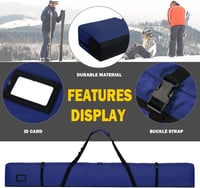 AUMTISC Sízsák Snowboard Táska Párnázott Sífelszerelés Szállító Táska Állítható Fogantyúval Kék 170x185 cm 4