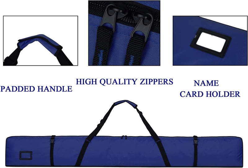 AUMTISC Sízsák Snowboard Táska Párnázott Sífelszerelés Szállító Táska Állítható Fogantyúval Kék 170x185 cm
