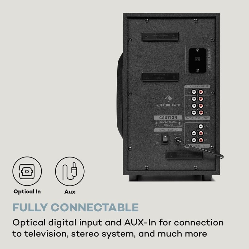 AUNA Areal 525 DG 5.1 házimozi rendszer 125W szubwooferrel és Bluetooth