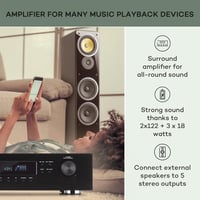 Auna Bluetooth Erősítő HiFi Sztereó Rendszer 5 Csatornás Szubwoofer Basszus Treble Vezérléssel 3