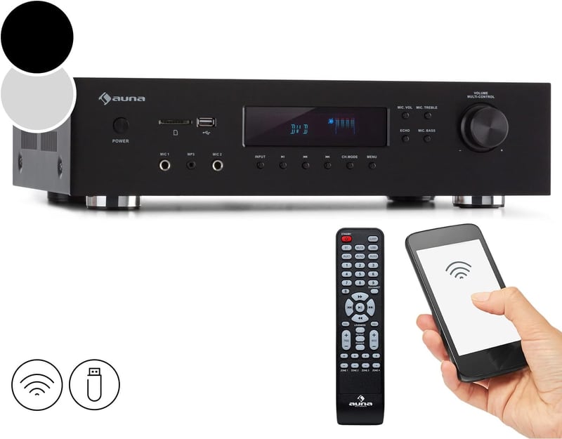 Auna Bluetooth Erősítő HiFi Sztereó Rendszer 5 Csatornás Szubwoofer Basszus Treble Vezérléssel