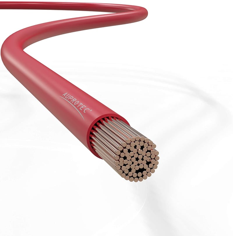 AUPROTEC 35 mm² Autó Akkumulátor Kábel - 5m Piros Tápkábel Testkábel, PVC Szigetelés, DIN ISO 6722 Szabvány, Réz Vezeték