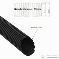 AUPROTEC Vrúbkovaná chránička káblov, neprerezaná, vnútorný priemer 7,5 mm, 2 m, čierna, odolná voči UV žiareniu, na ochranu podzemných káblov 7