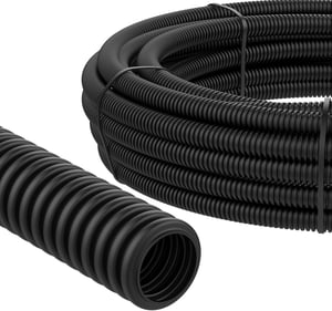 AUPROTEC Rebrasta cijev za kabele, neprorezana, unutarnji promjer 7,5 mm, 2 m, crna, otporna na UV zračenje, za zaštitu podzemnih kabela