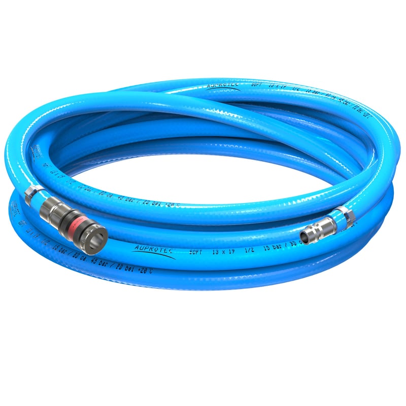 AUPROTEC Set crijeva za komprimirani zrak 13mm unutarnjeg promjera - 10m PVC crijevo S2000 sa sigurnosnom spojnicom za kompresor - Fleksibilno crijevo za zrak