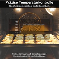 AURAKICH beépített sütő 4D forrólevegővel, 8 fűtési móddal, A energiaosztály - fekete - 60 cm / 70 l 5