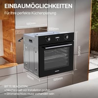 AURAKICH beépített sütő 4D forrólevegővel, 8 fűtési móddal, A energiaosztály - fekete - 60 cm / 70 l 7