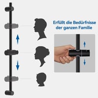 Auralum 70 cm zuhanysín állítható magassággal, 360° forgatható tartóval, rozsdamentes acél, fekete 5