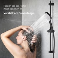 Auralum 70 cm zuhanysín állítható magassággal, 360° forgatható tartóval, rozsdamentes acél, fekete 6