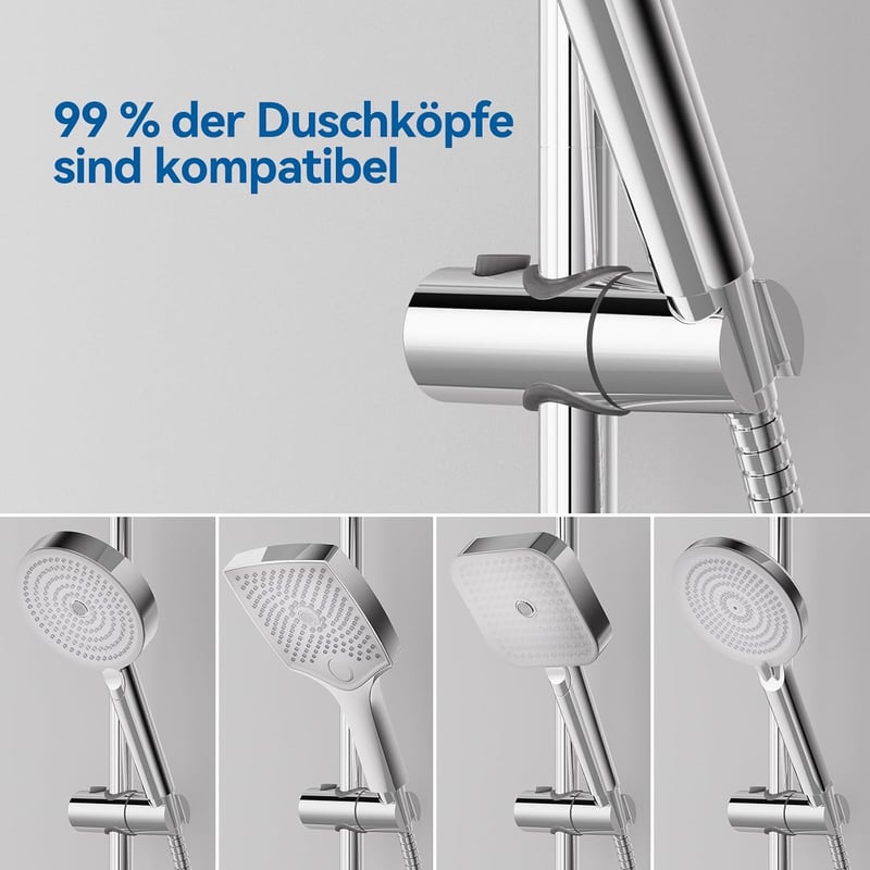 Auralum 70 cm zuhanysín állítható magassággal, 360° forgatható tartóval, rozsdamentes acél, króm