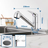 Auralum Alacsony Nyomású Konyhai Csaptelep Zuhanyfejjel, 360° Forgatható Keverőcsap - Low Pressure Chrome 5