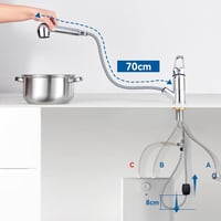 Auralum Alacsony Nyomású Konyhai Csaptelep Zuhanyfejjel, 360° Forgatható Keverőcsap - Low Pressure Chrome 2