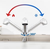 Auralum Alacsony Nyomású Konyhai Csaptelep Zuhanyfejjel, 360° Forgatható Keverőcsap - Low Pressure Chrome 4