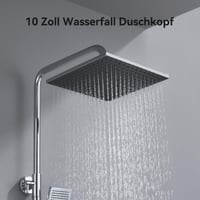 Set de duș cu efect de ploaie Auralum fără baterie, cap de duș pătrat 25x25 cm, bară de duș reglabilă 74-109 cm, set de duș cu efect de ploaie din oțel inoxidabil 4