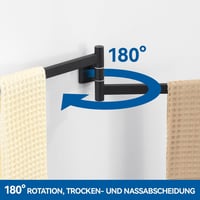 Auralum Fekete Törölközőtartó 40 cm - Rozsdamentes Acél, Falra Szerelhető, 180° Forgatható és Összecsukható Dupla Rúd Fürdőszobába

AI: Aura 6
