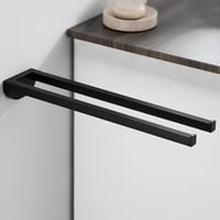 Auralum Fekete Törölközőtartó 42 cm - Fúrással/Fúrás Nélkül Szerelhető, 5 kg Teherbírású, Kétkaros Rozsdamentes Acél Fürdőszobai Fali Tartó 1