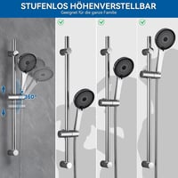 Auralum rozsdamentes zuhanysín 700mm, 1500mm csővel és 5 funkciós zuhanyfejjel 3