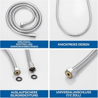 Auralum rozsdamentes zuhanysín 700mm, 1500mm csővel és 5 funkciós zuhanyfejjel 5
