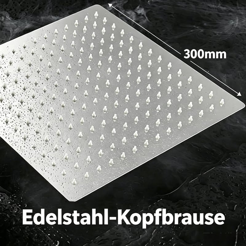Auralum termosztátos zuhanyszett 30x30 cm esőfej rozsdamentes acél