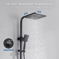 Auralum termosztátos zuhanyszett 25x25 cm esőfejjel, állítható magasság - fekete 5